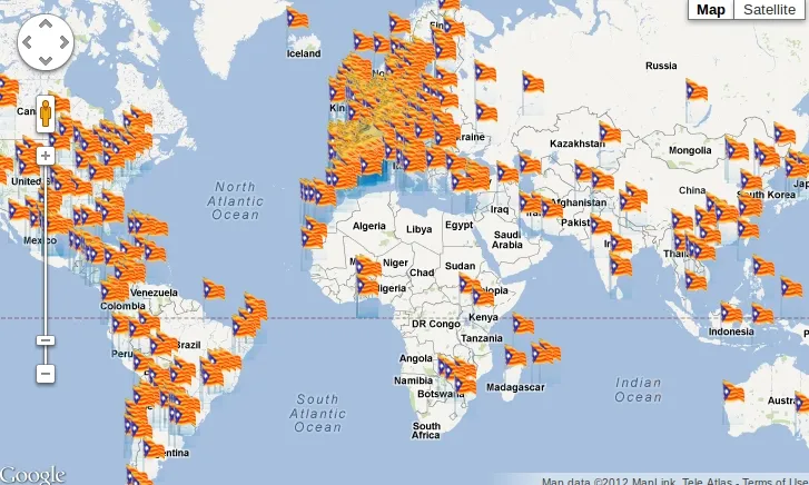 Mapa de la Diada virtual 2012