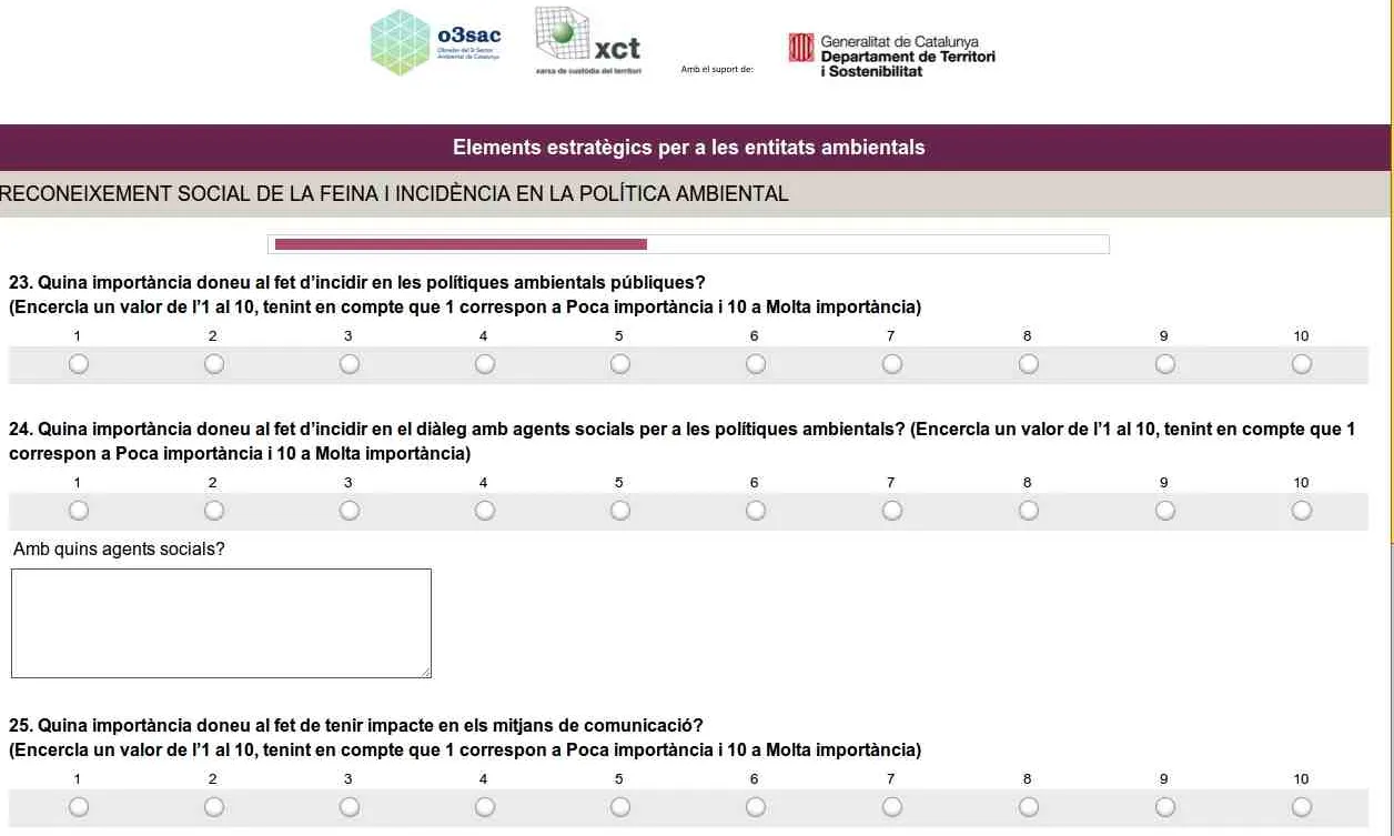 Enquesta sobre elements claus en una entitat