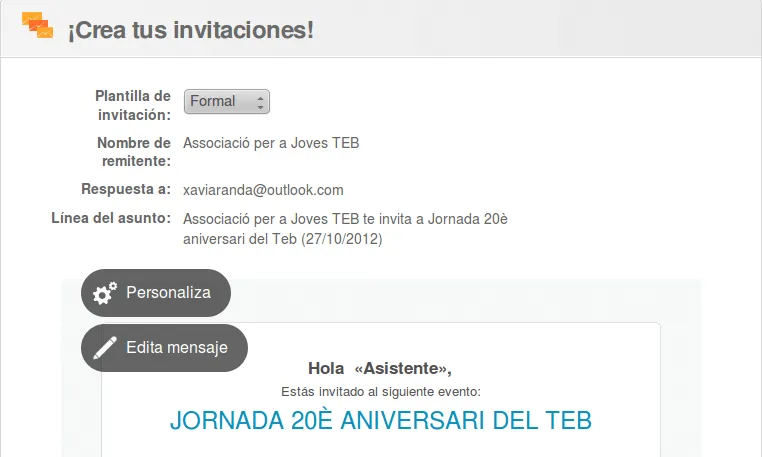 Es poden crear invitacions per convidar-hi gent