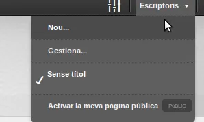 Per afegir un escriptori hem d'anar al menú Escriptoris