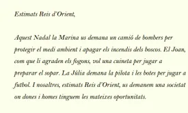 Carta als reis inclosa al document de la campanya