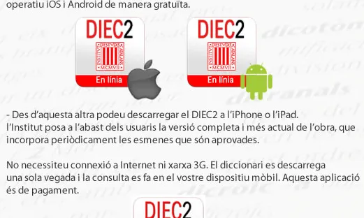 DIEC2, el diccionari de la llengua catalana al teu mòbil