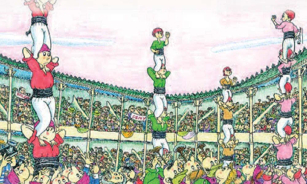Portada de la 'Petita història dels castellers' de Pilar Bayés
