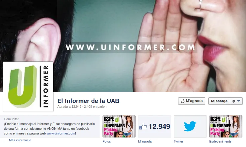 Una pàgina "Informer" existent a Facebook