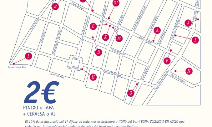 Cartell de la Ruta de Tapes i Pinxos del Poble Sec