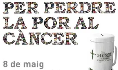 Cartell de la campanya contra el càncer de l'aecc el 8 de maig a Barcelona
