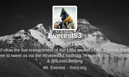 El compte @everest53 està narrant la primera ascensció a l'Everest