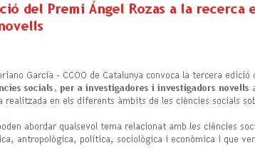 3a edició del Premi Ángel Rozas a la recerca en ciències socials, per a investig