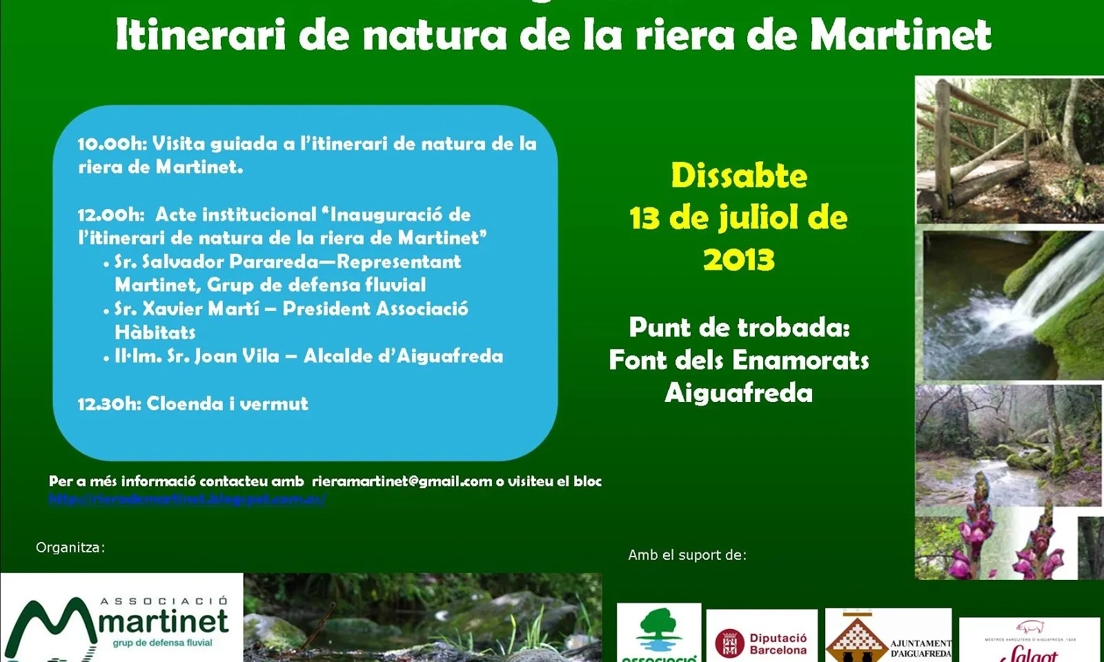 Inauguració d'un itinerari de natura a la riera de Martinet