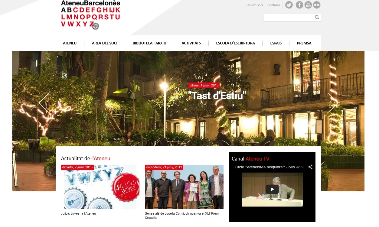 Detall del nou web de l'Ateneu Barcelonès