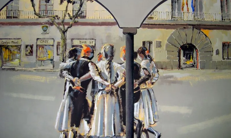 Imatge del Centre Moral d'Arenys de Munt, pintura del mural.