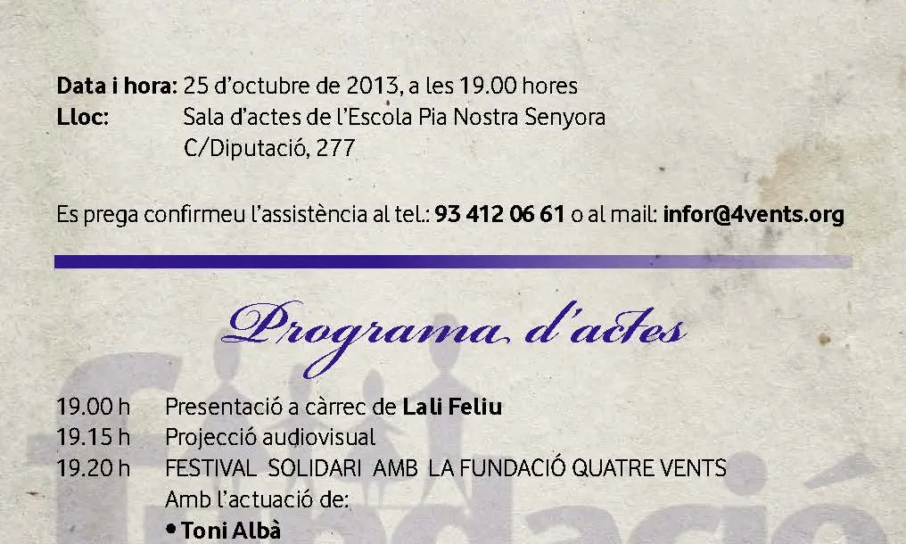 Programa d'actes del 25è aniversari