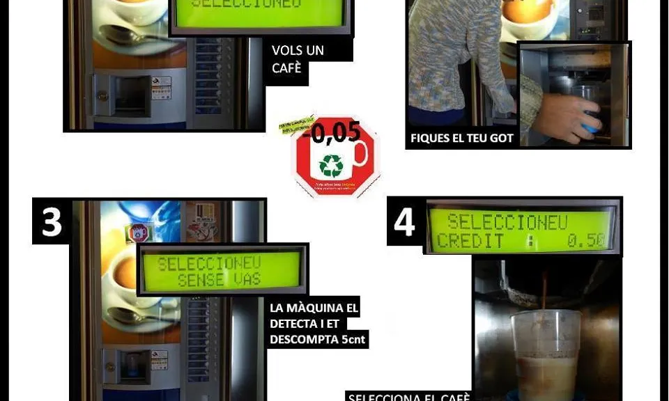 Com introduir el teu got reutilitzable a les màquines de cafè? (Font: FAS)