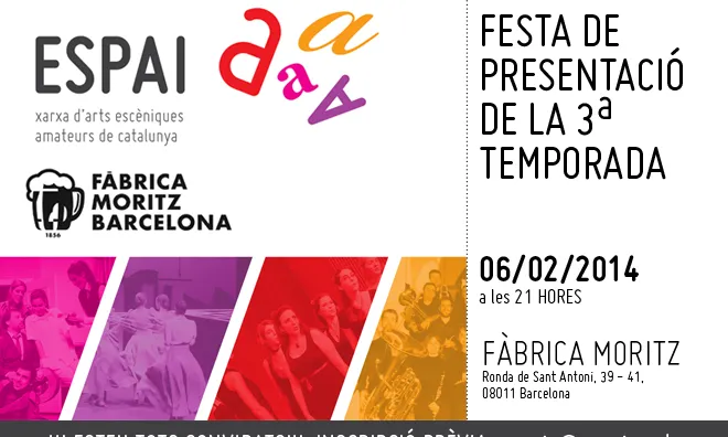 Invitació a la festa de presentació de la 3a temporada de l'Espai A