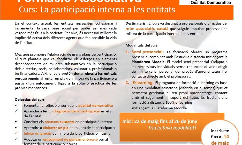 Curs e-learning gratuït sobre participació interna a les entitats