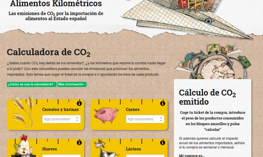 Calculadora de CO2 de l'associació ecologista Amigos de la Tierra