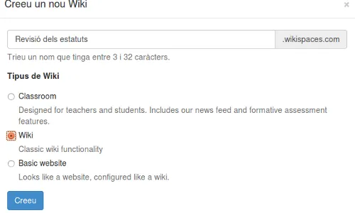 Crear una wiki amb wikispaces és ben senzill