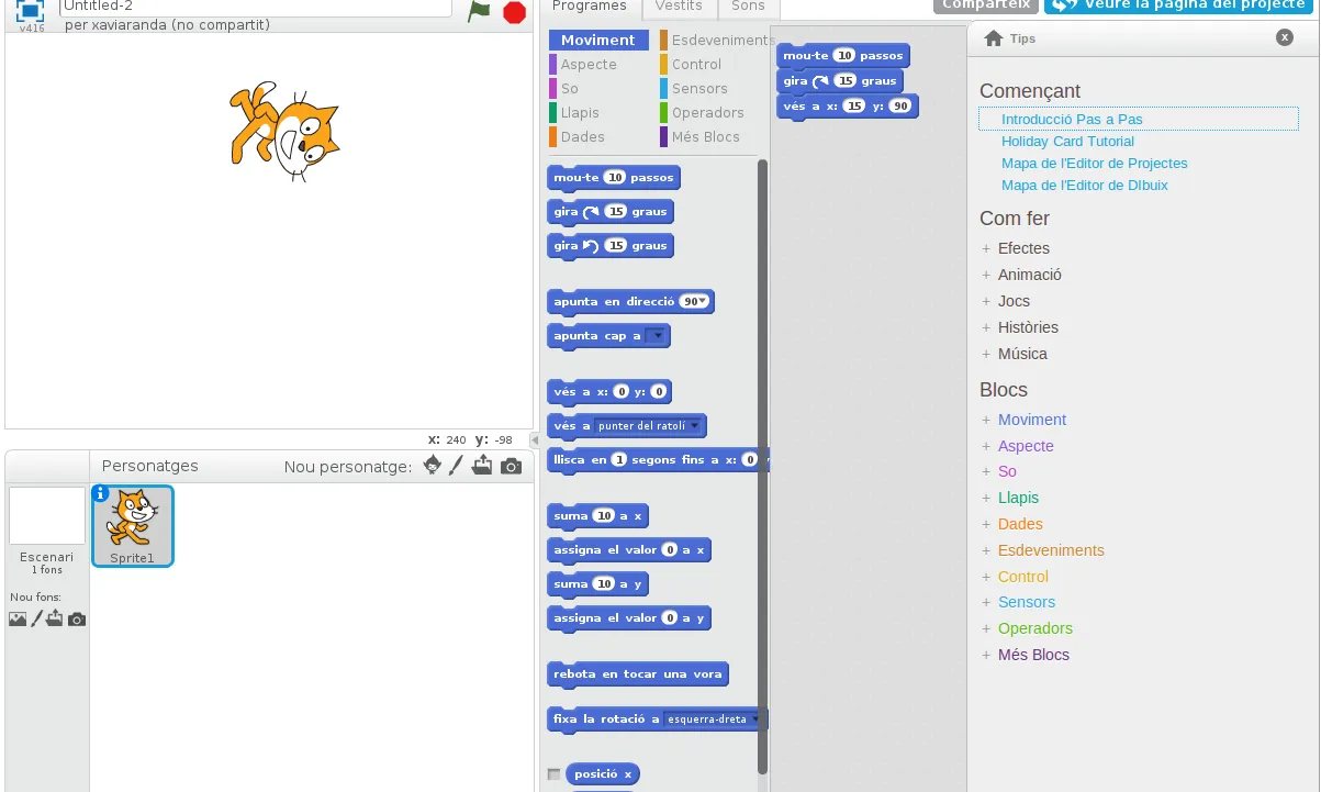 L'entorn de desenvolupament Scratch