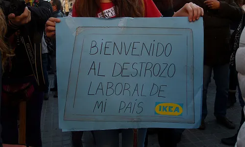 Manifestació posterior a l'aprovació de la darrera reforma laboral 