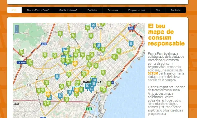 Captura de pantalla de la plana web Pam a Pam