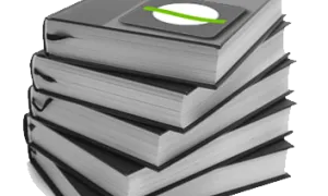 Imatge pila de llibres amb el logotip de Ribereta Verda