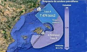 Mapa de les prospeccions a la costa Catalana (imatge; twitter.com)