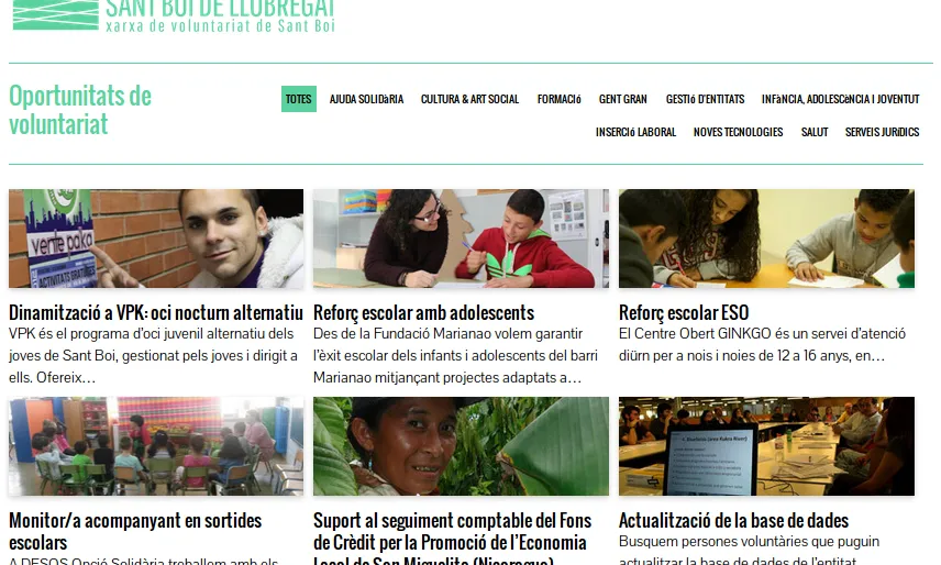 Oportunitats de voluntariat al portal de la Xarxa de Voluntariat de Sant Boi