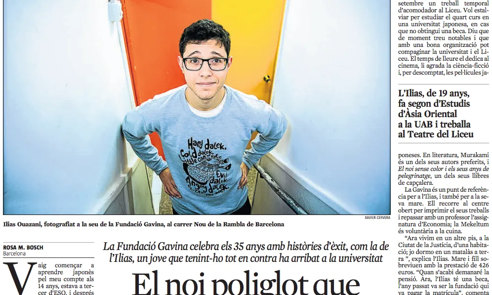 Part del reportatge de La Vanguardia sobre l'Ilias Ouazani