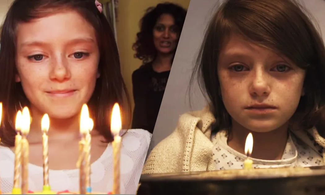 Dos fotogrames diferents del vídeo de Save the Children