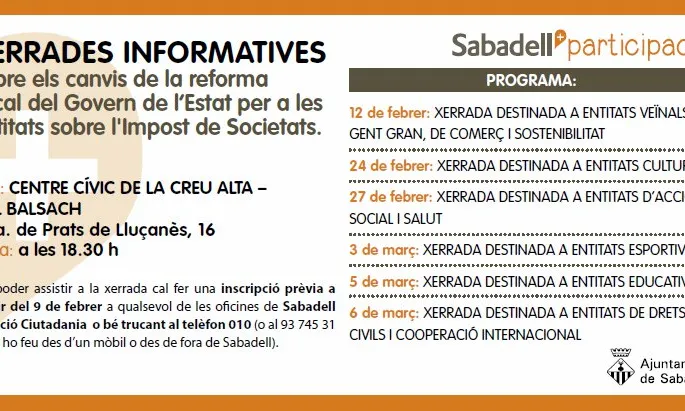 Xerrades informatives sobre impost de societats a Sabadell.