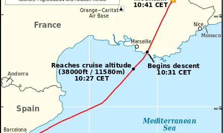 Recorregut de l'avió accidentat Font: wikipedia.org