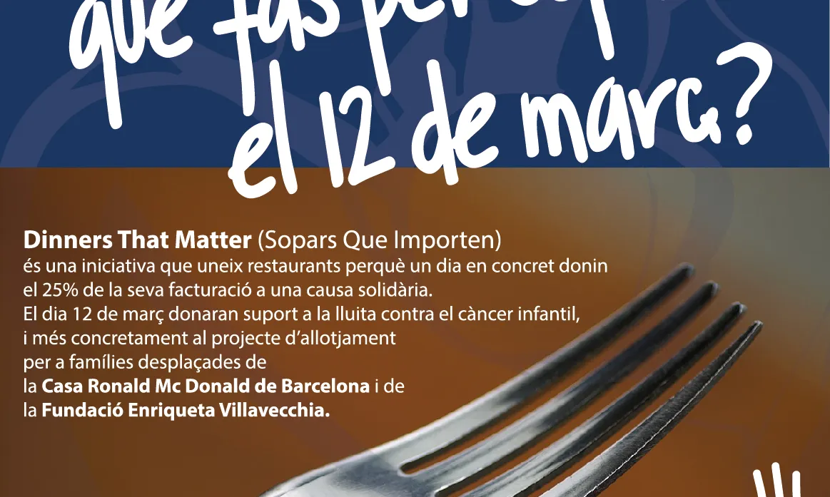 Diferents restaurants donaran el 25% de la seva facturació a la lluita contar el càncer infantil