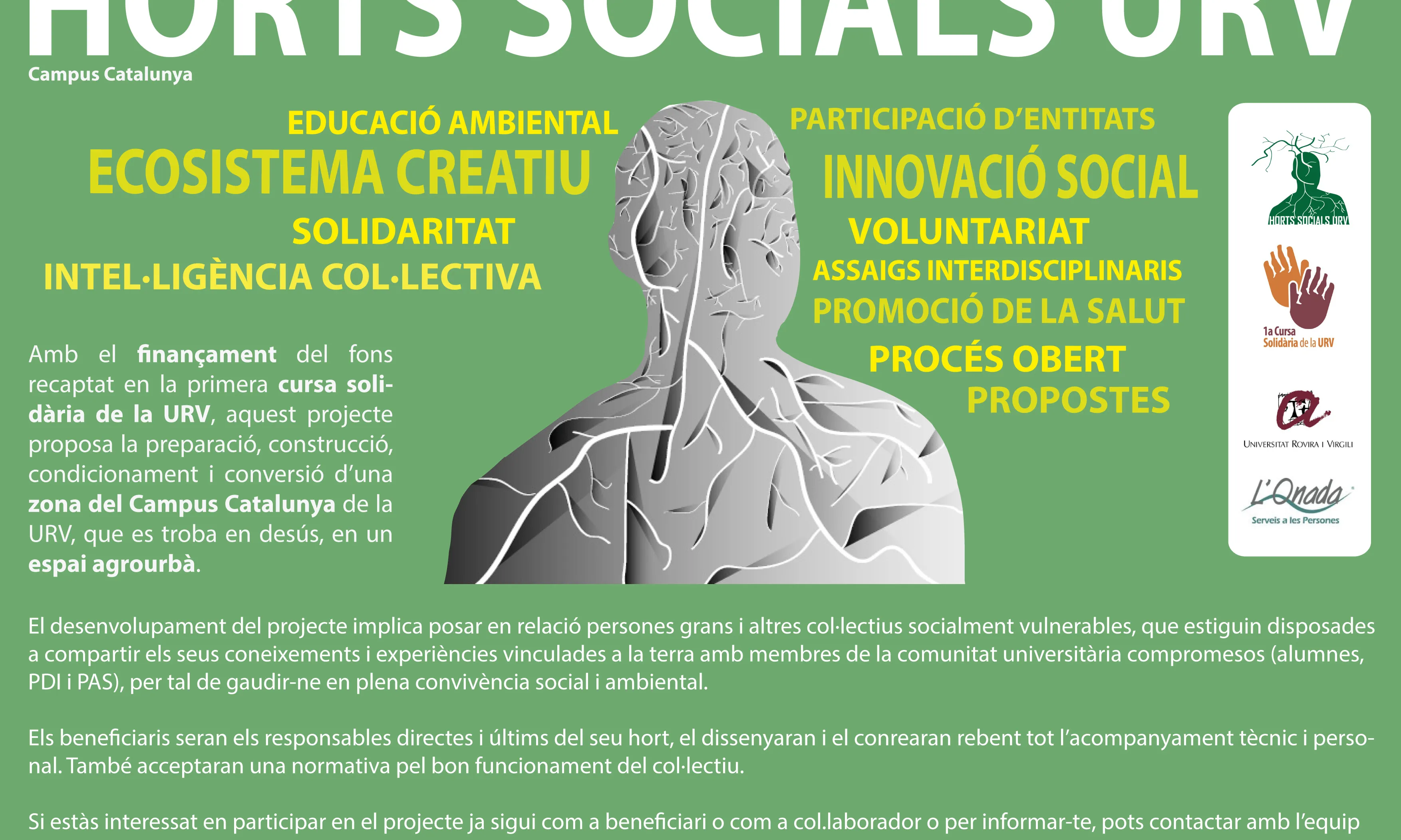 Explicació del projecte "Horts Socials a la URV" (Font: URV Solidària)
