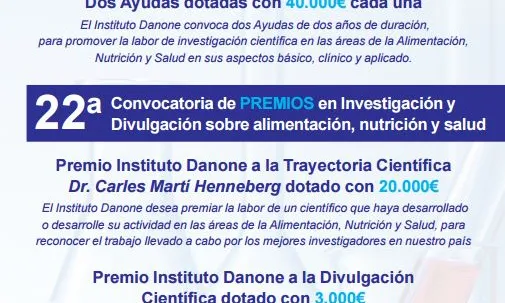 Ajuts de l'Institut Danone per a la realització de Projectes d'investigació científica Ajuts de l'Institut Danone per a la realització de Projectes d'investigació científica