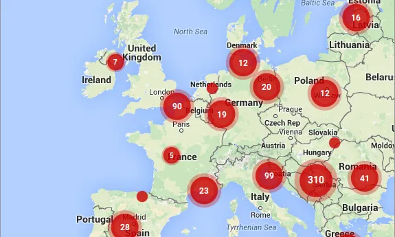 Mapa de Mapping Media Freedom