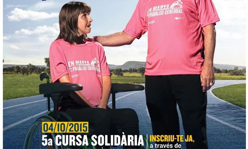 Cartell d' ”En marxa per la paràlisi cerebral” (Font: cursaenmarxapc)