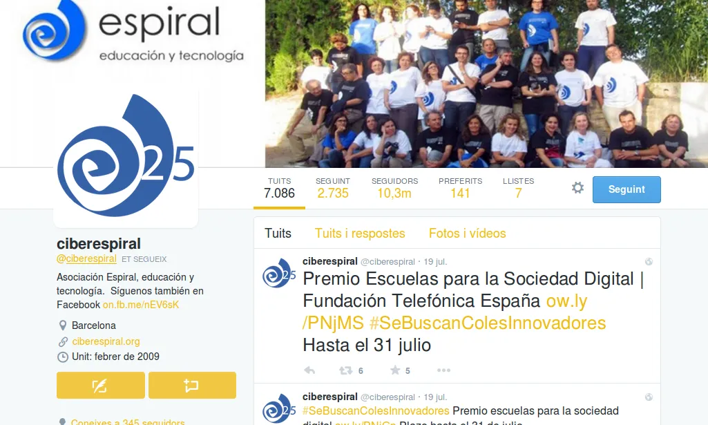 Captura compte de twitter d'Espiral