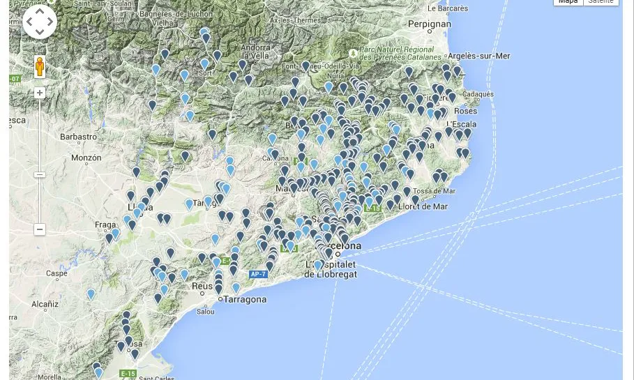 Els mapa recull els punts de les inspeccions (imatge: Associació Hàbitats) 