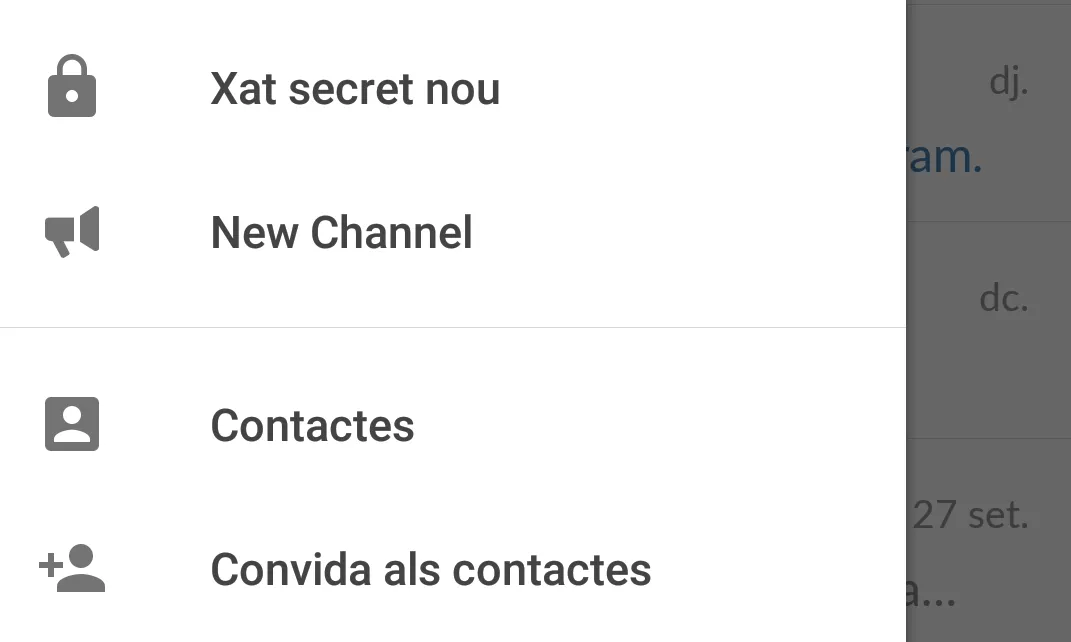Al vostre menú de Telegram trobareu l'opció de crear un canal