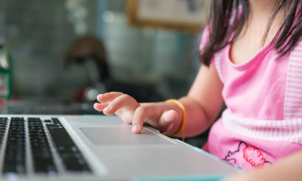 Una noia fent servir un ordinador portàtil. Font: web del congrés