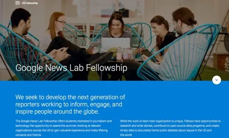 Difusió de la convocatòria al web de Google News Lab