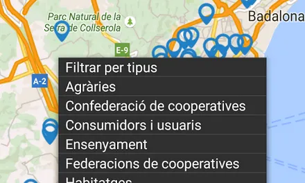 Podreu cercar les cooperatives mitjançant un mapa