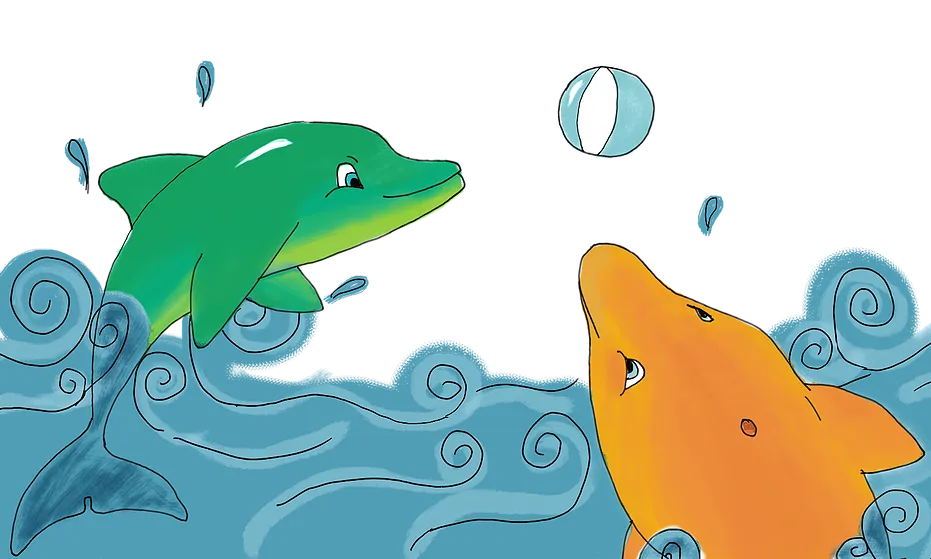Delfines de colores