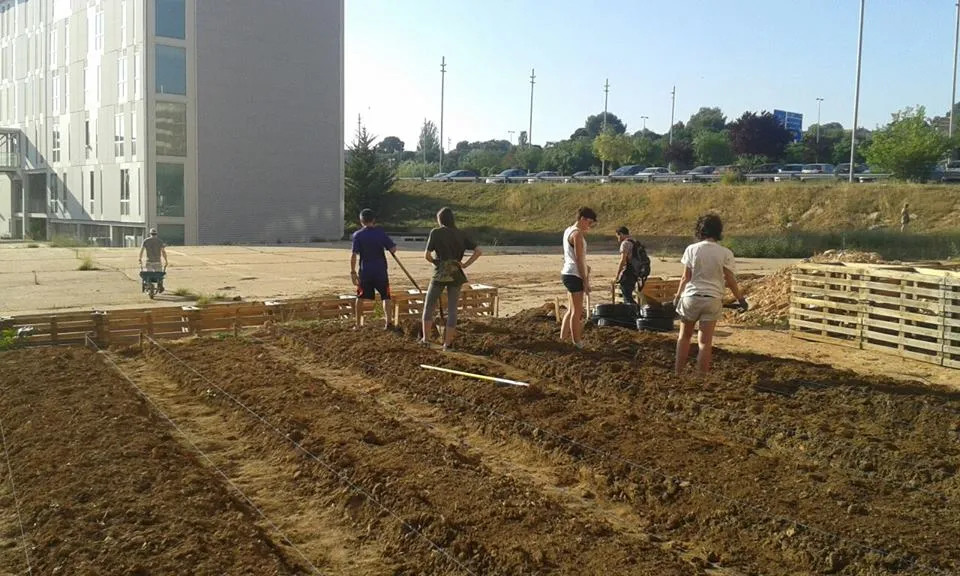 Espai de conreu de l'hort al costat de la zona de formigó que les impulsores del projecte volen millorar amb la campanya de micromecenatge (Font: Horts Socials URV)