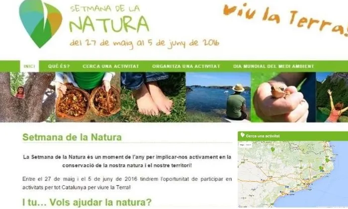 Portal web on entrar i trobar les activitats per la Setmana de la Natura (imatge:setmananatura.cat)