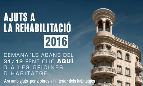Cartell informatiu sobre els ajuts a la rehabilitació. Font: web barcelona.cat