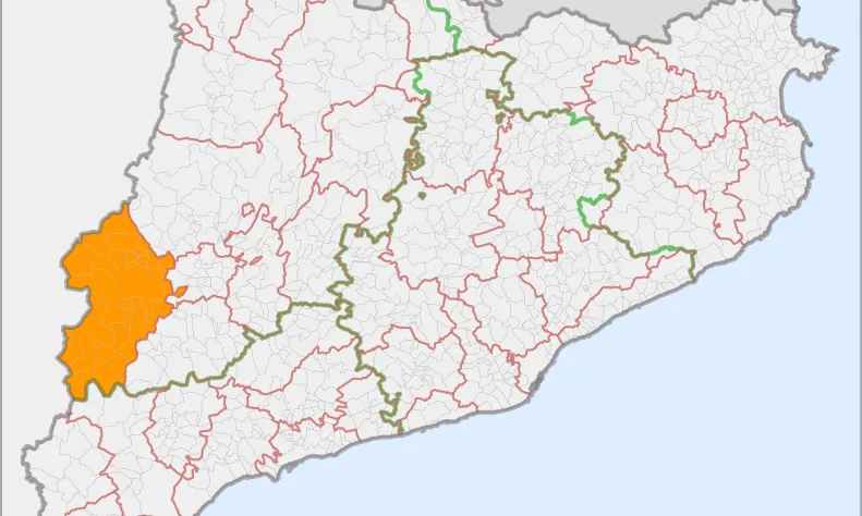 Localització del Segrià al mapa de Catalunya. Font: Viquipèdia