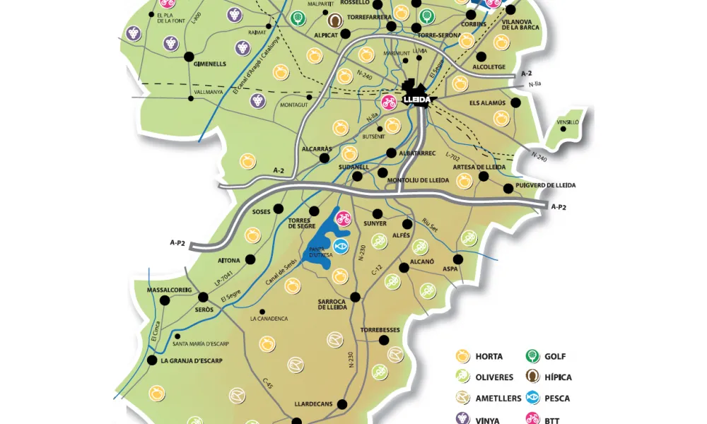 Mapa de la comarca. Font: web del Consell Comarcal del Segrià