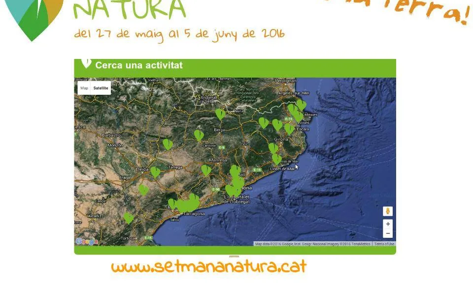 El mapa d'activitats de la Setmana, on s'han d'inscriure les activitats per la recuperació d'una fonta (imatge:setmananatura.cat) 