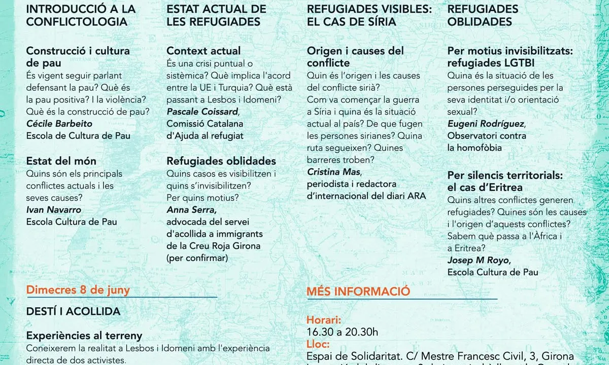 Programa del curs de Conflictologia sobre Refugiades a Girona a càrrec del Servei Civil Internacional (SCI) / Font: SCI
